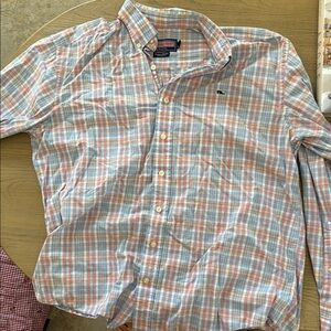 Vineyard Vines Blue and Orange Casual Button Down Shirt